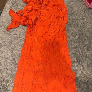 Vibrant Orange Ruffled Dress